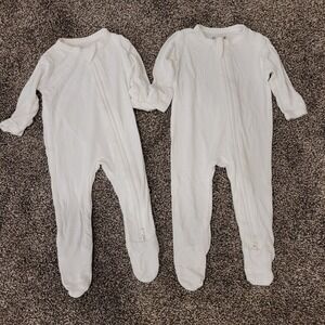 Kyte Baby Newborn Bamboo Footie Sleeper Cloud White Set of 2 NB Zipper Romper
